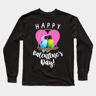 Happy Valentine's Day Lovebirds Watercolor Long Sleeve T-Shirt